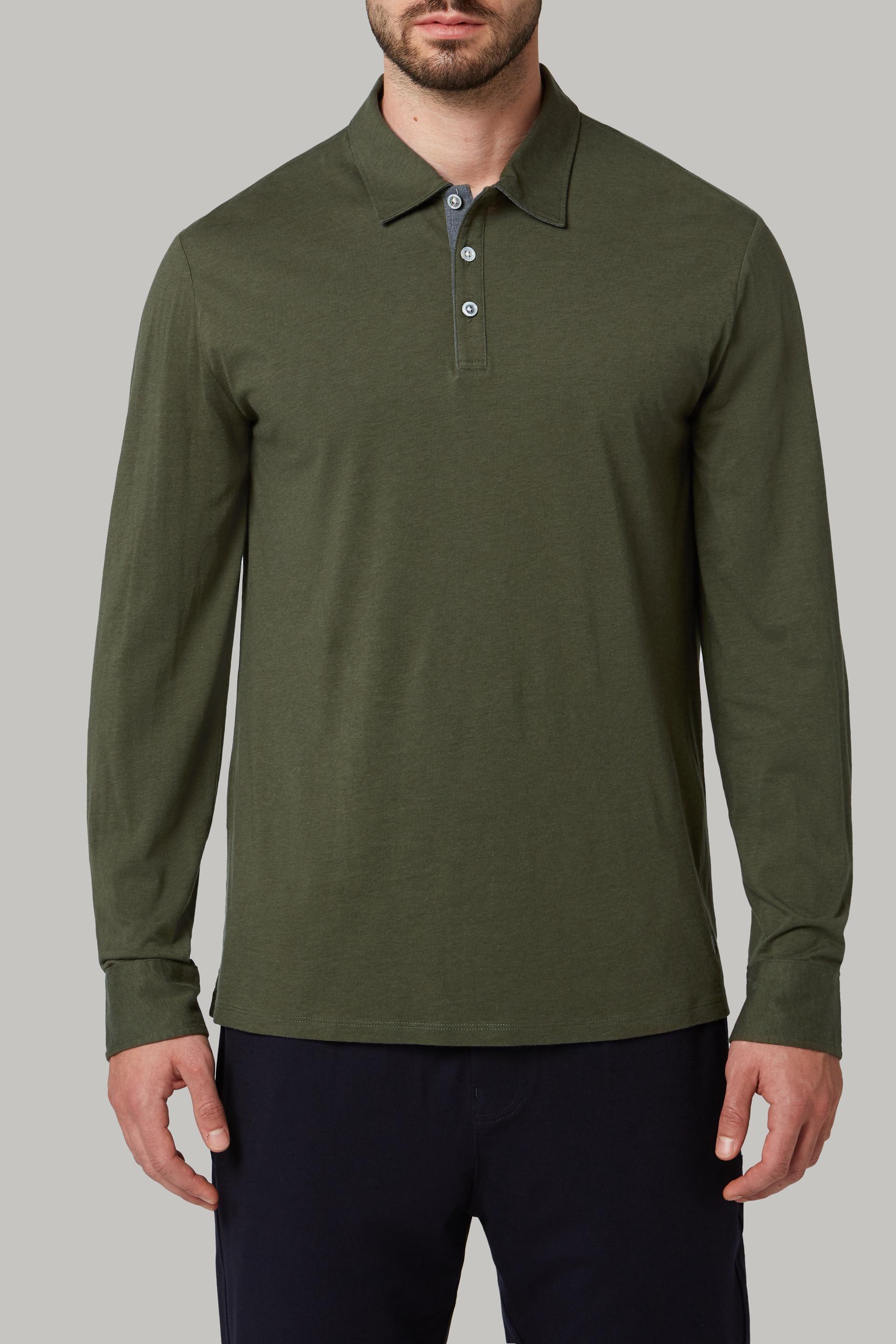 قميص بولو أخضر بأكمام طويلة للرجال - عادي, 3901_VESC, medium