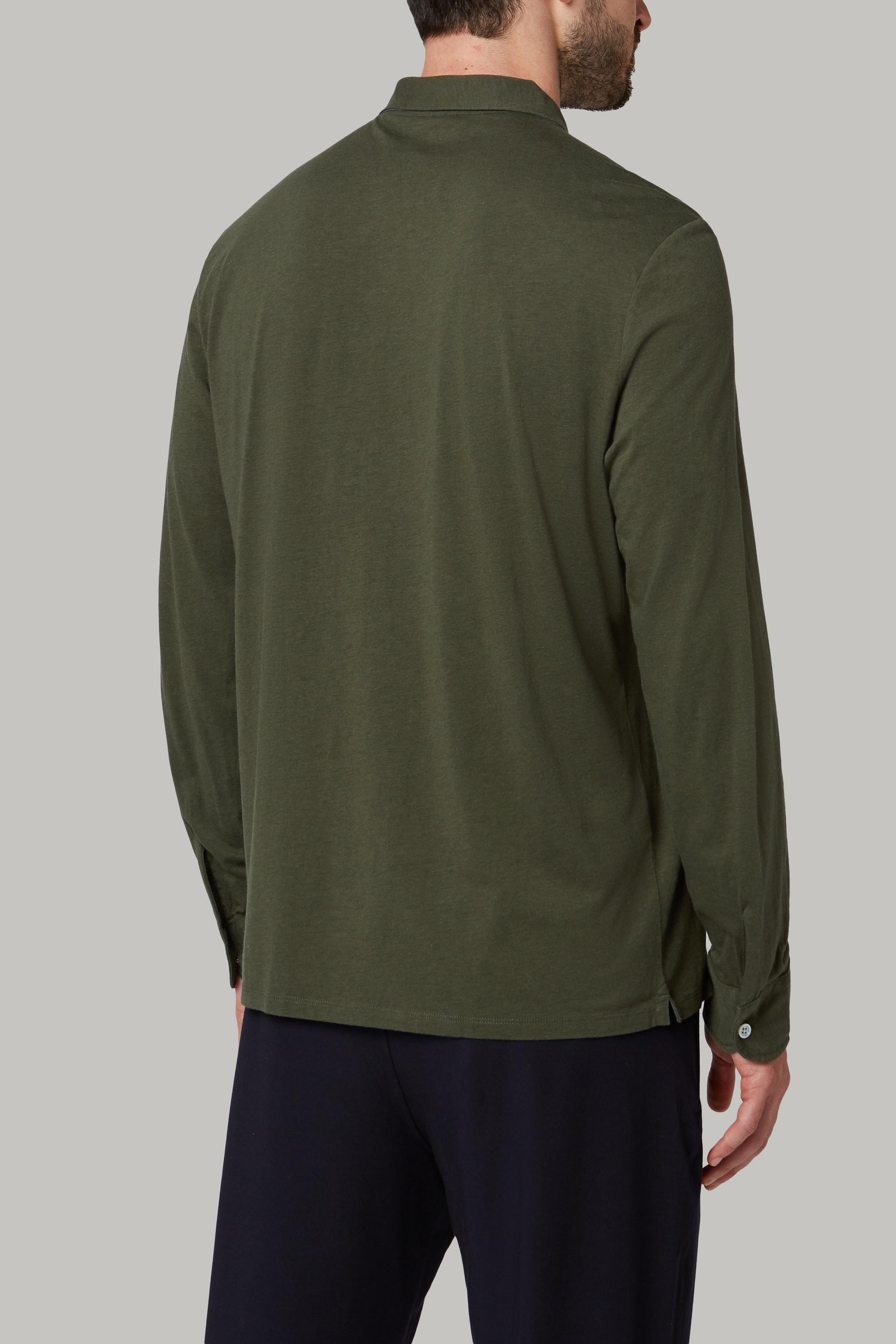 Green Long-Sleeved Polo Shirt, 3901_VESC, large image number 2