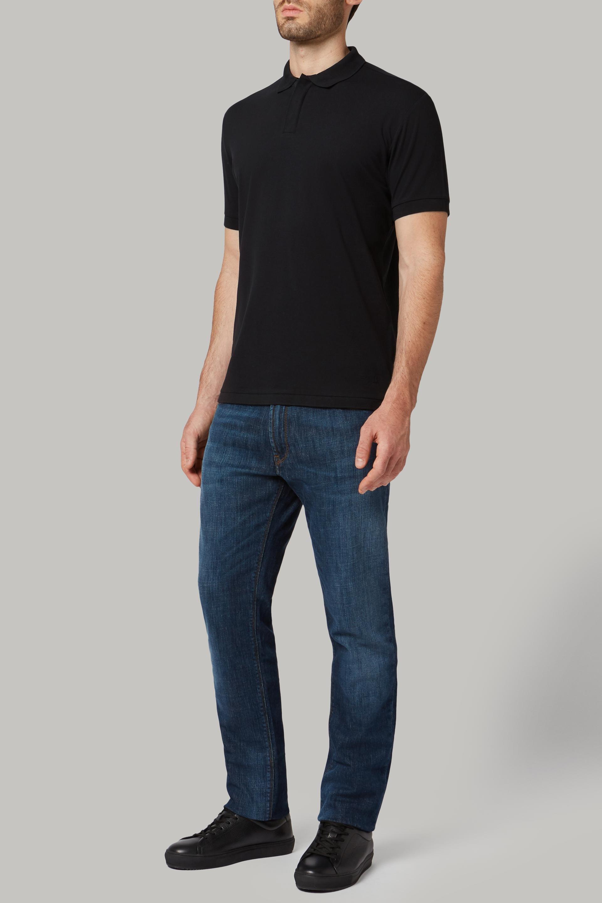 Black Cotton And Nylon Pique Polo Shirt For Men - Regular, 3901_NERO, large image number 1
