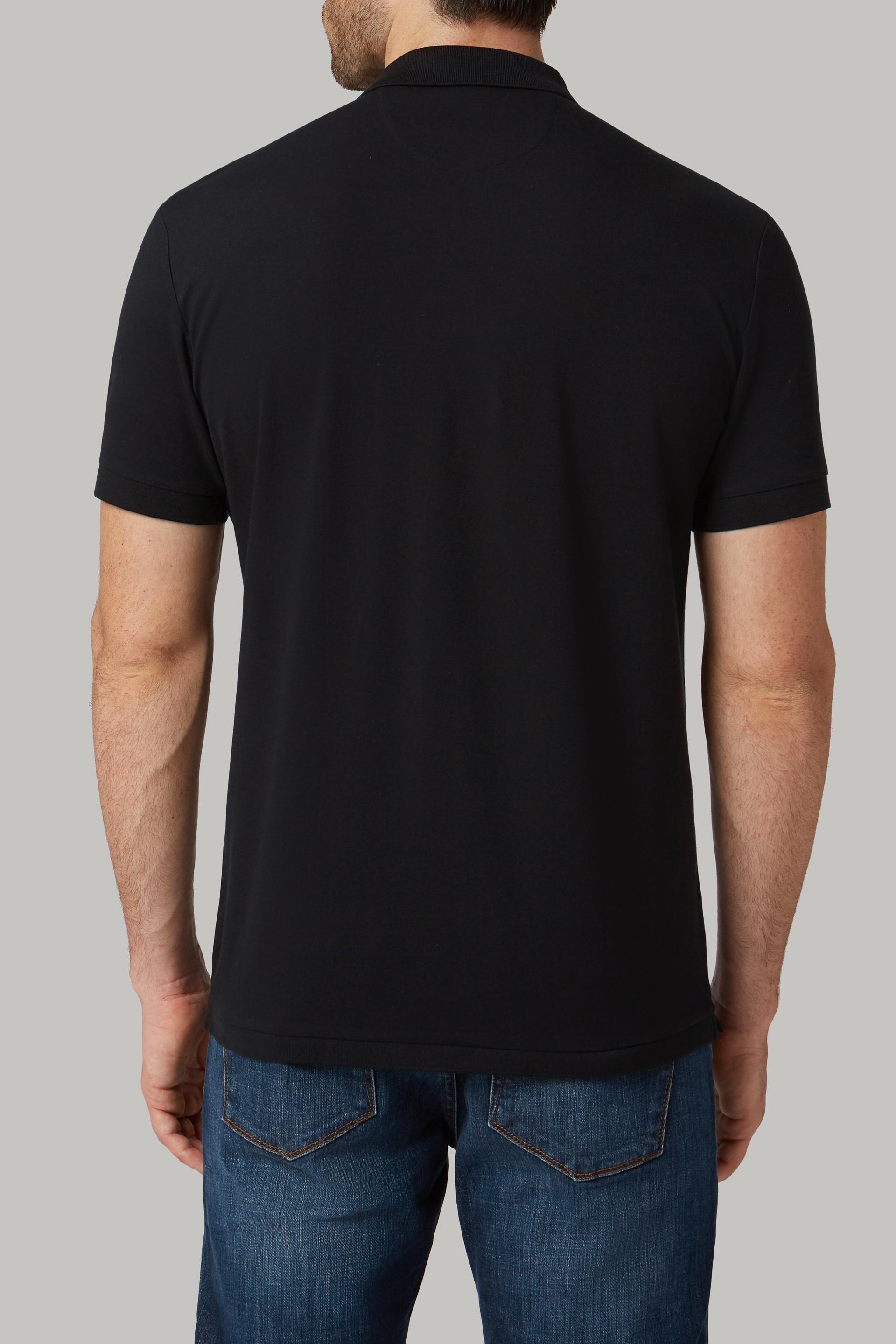 Black Cotton And Nylon Pique Polo Shirt For Men - Regular, 3901_NERO, large image number 4