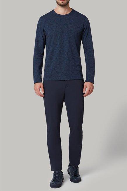 Blue Long-Sleeved Cotton Jersey T-Shirt, 3901_DENI, large image number 2