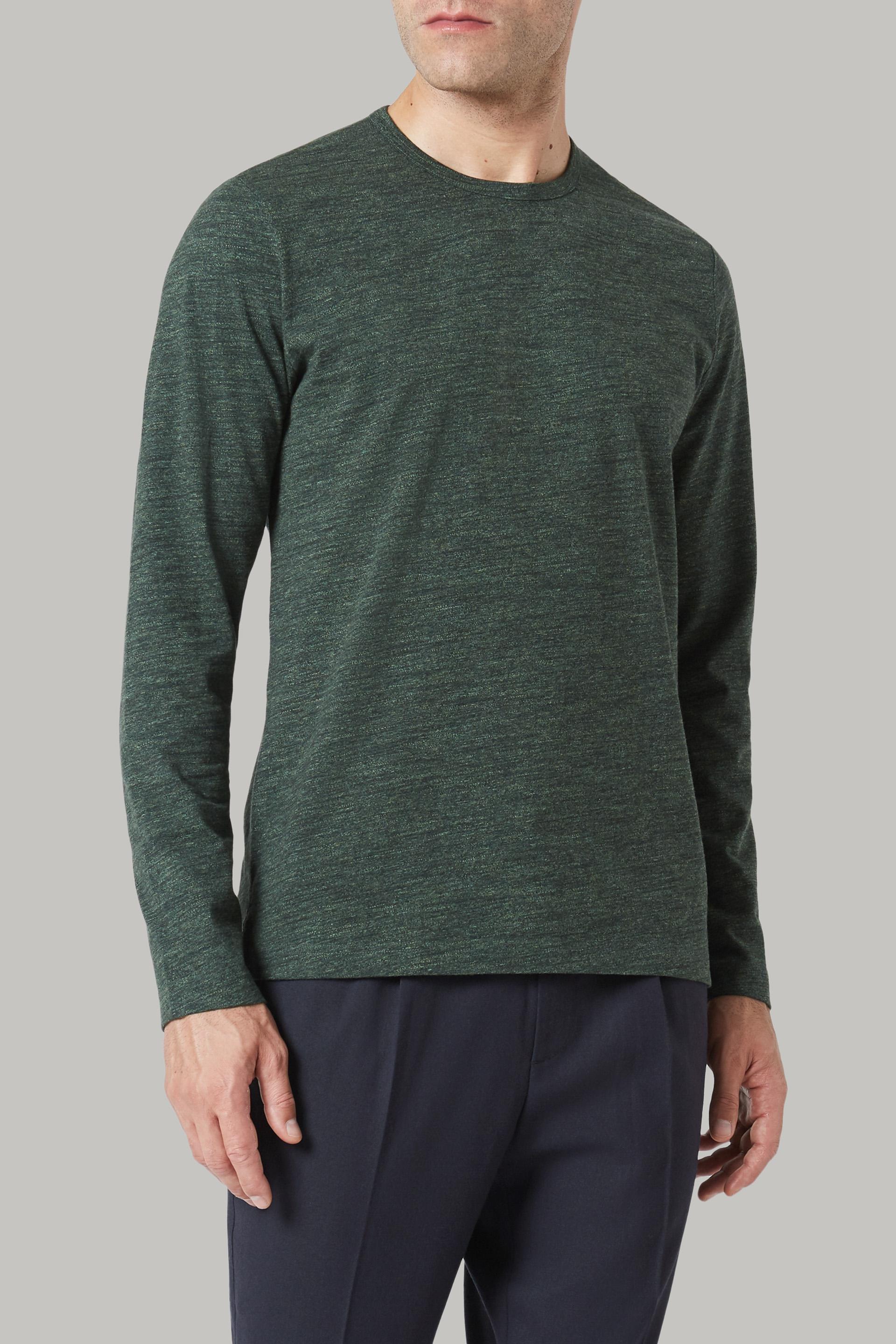 Green Long-Sleeved Cotton Jersey T-Shirt, 3901_VERD, large image number 4