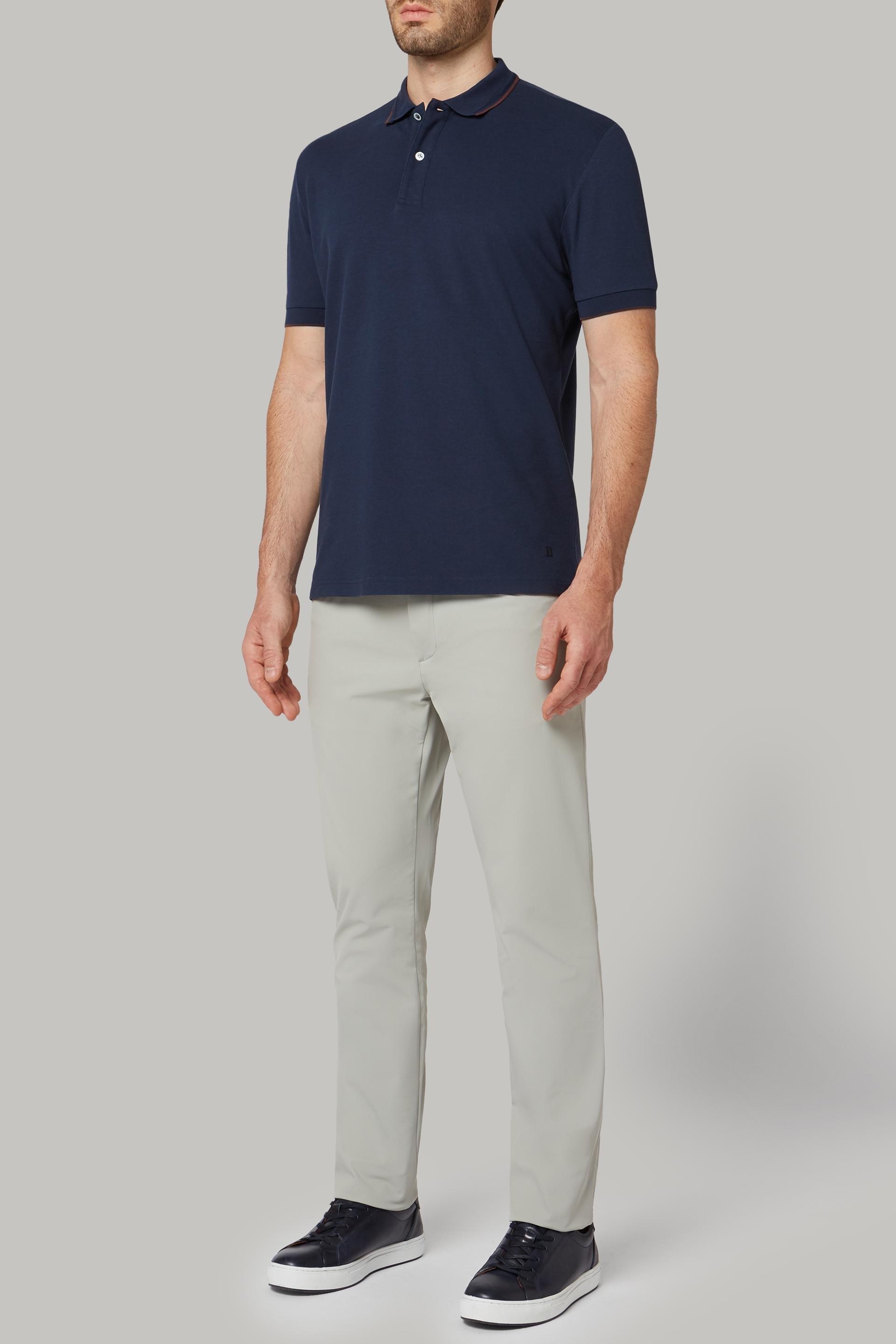 Navy Cotton And Tencel Pique Polo Shirt, 3901_NAVY, large image number 1