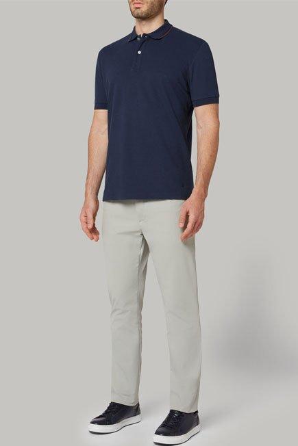 Navy Cotton And Tencel Pique Polo Shirt, 3901_NAVY, large image number 2