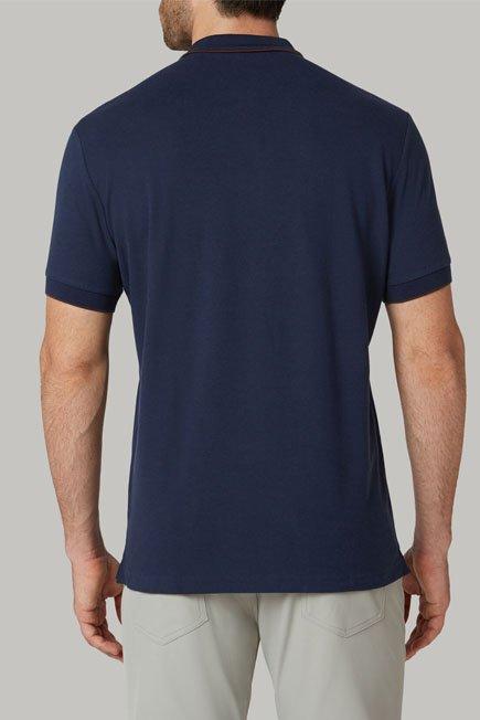 Navy Cotton And Tencel Pique Polo Shirt, 3901_NAVY, large image number 4