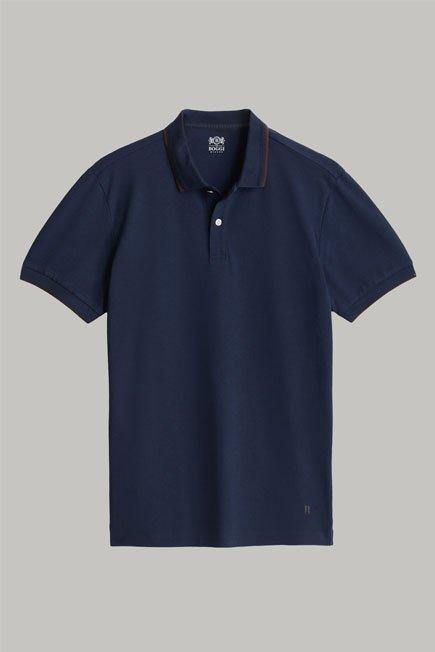Navy Cotton And Tencel Pique Polo Shirt, 3901_NAVY, large image number 7