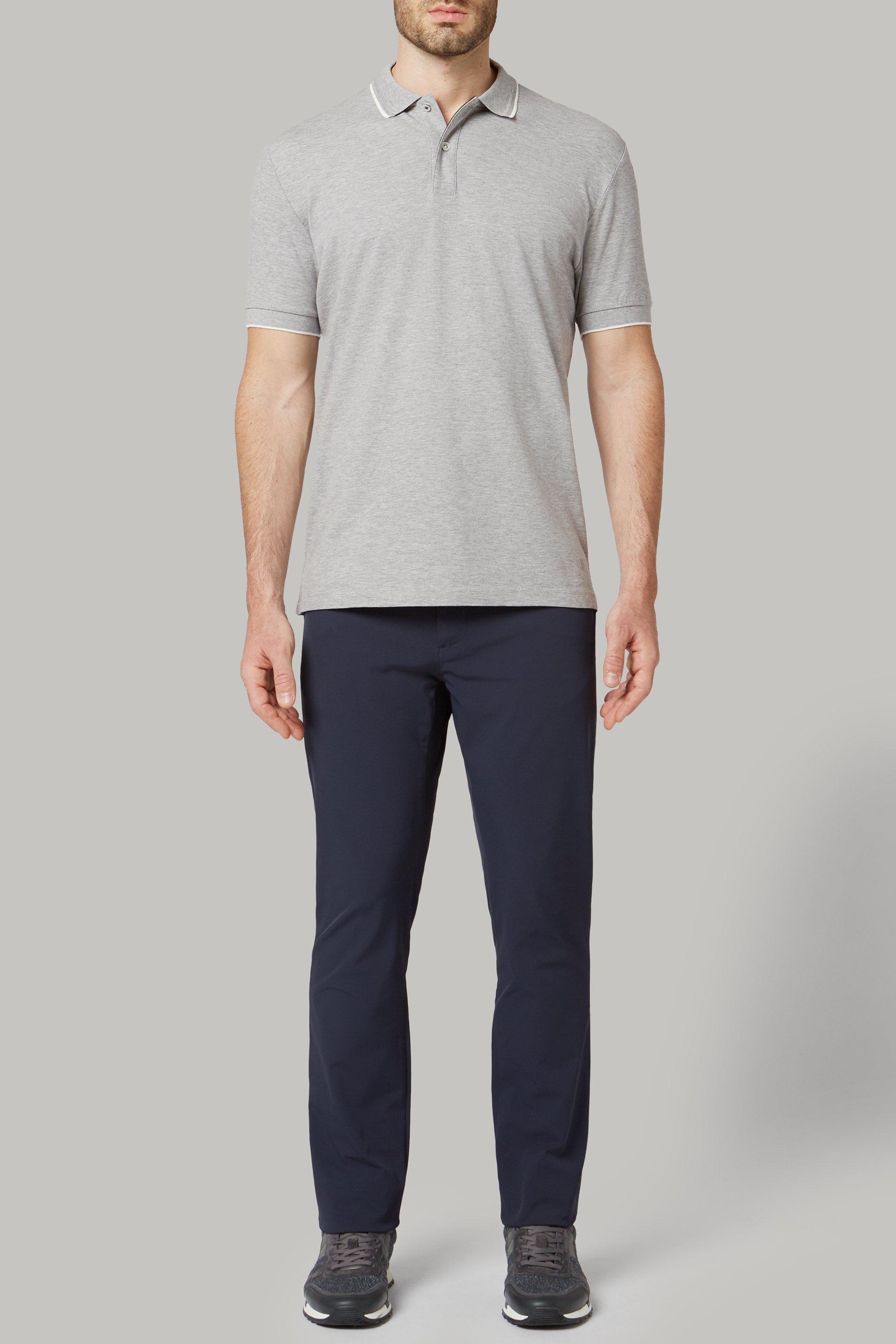 Grey Cotton And Tencel Pique Polo Shirt, , large image number 0