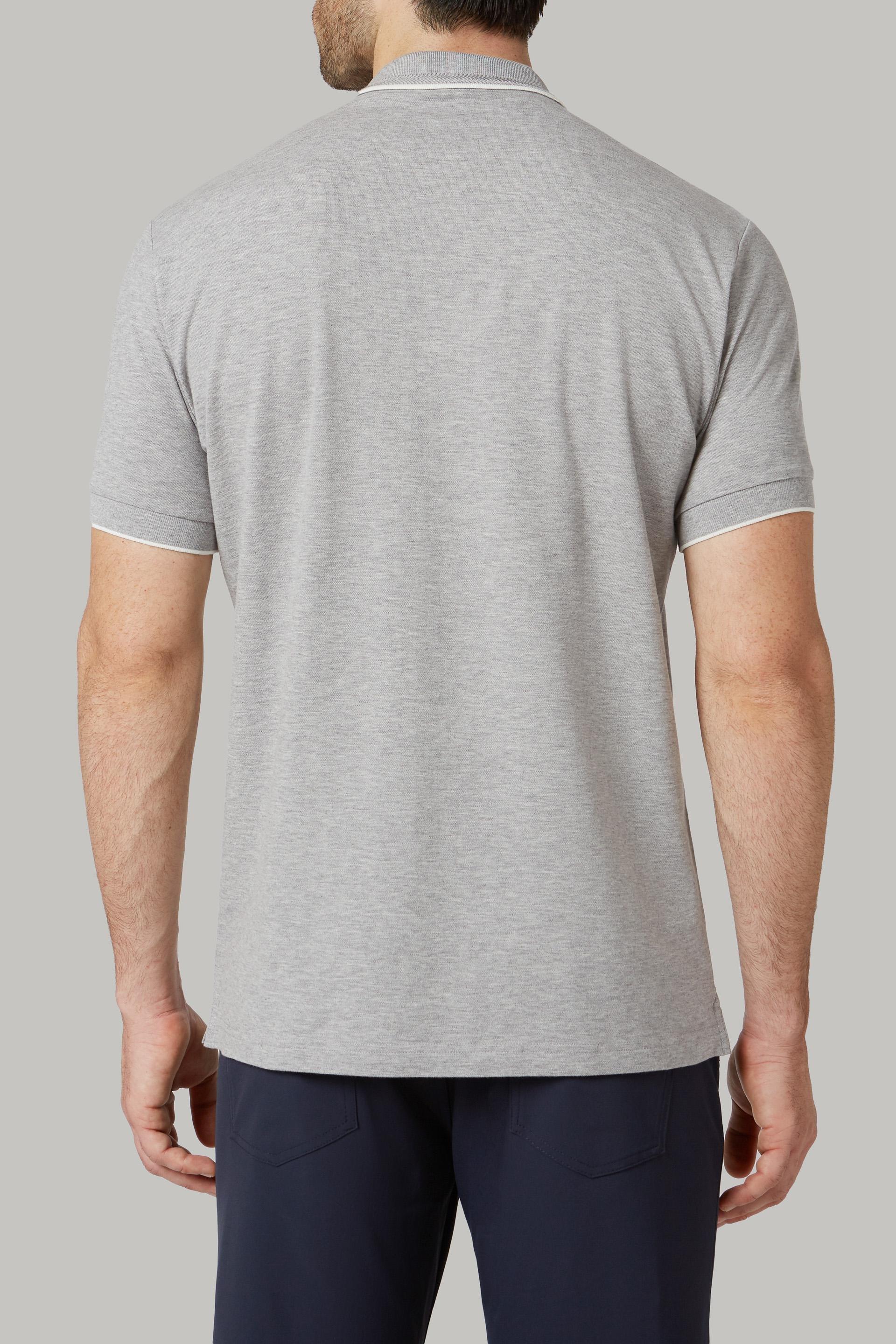 Grey Cotton And Tencel Pique Polo Shirt, , large image number 2