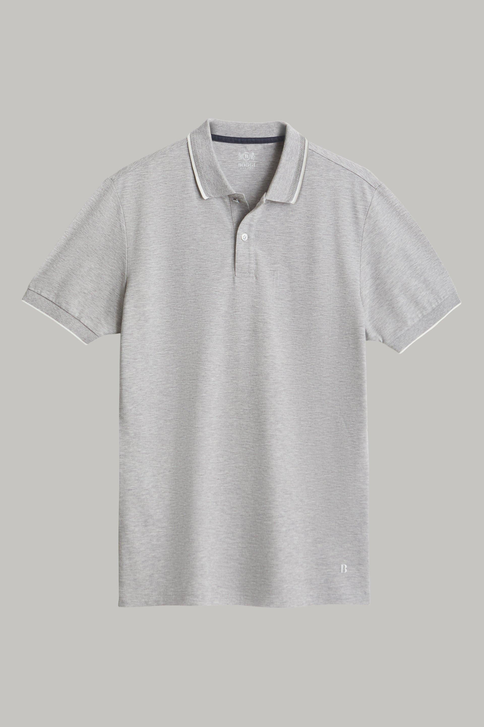 Grey Cotton And Tencel Pique Polo Shirt, , large image number 4