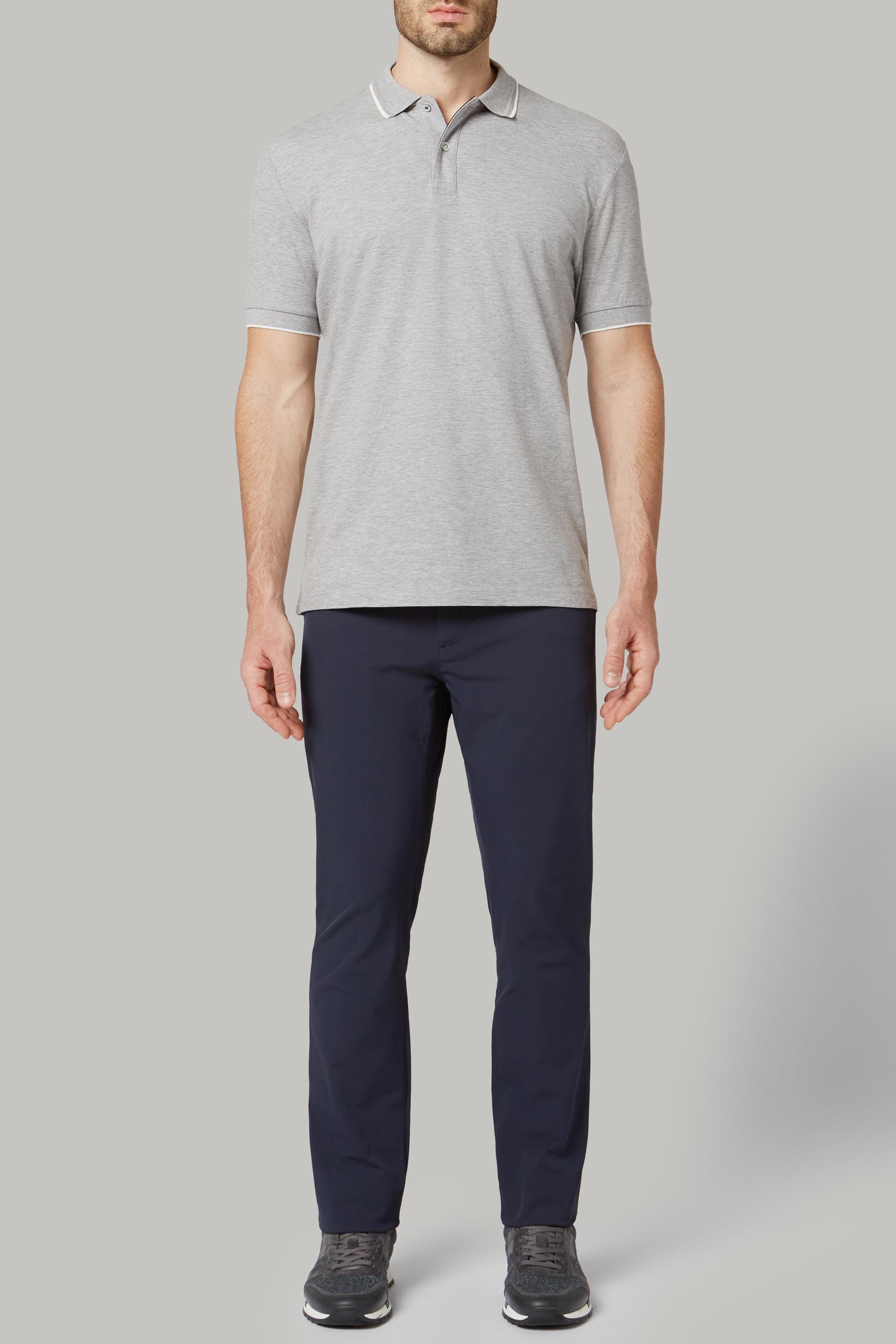 Grey Cotton And Tencel Pique Polo Shirt, , large image number 6