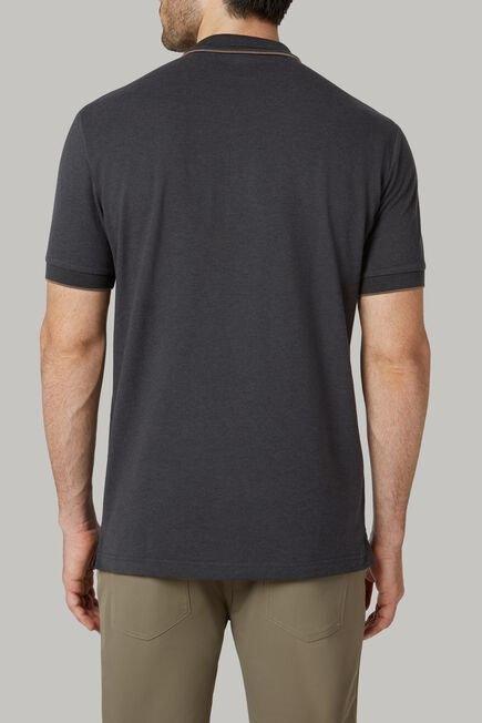 Charcoal Cotton And Tencel Pique Polo Shirt For Men - Regular, 3901_ANTR, large image number 4