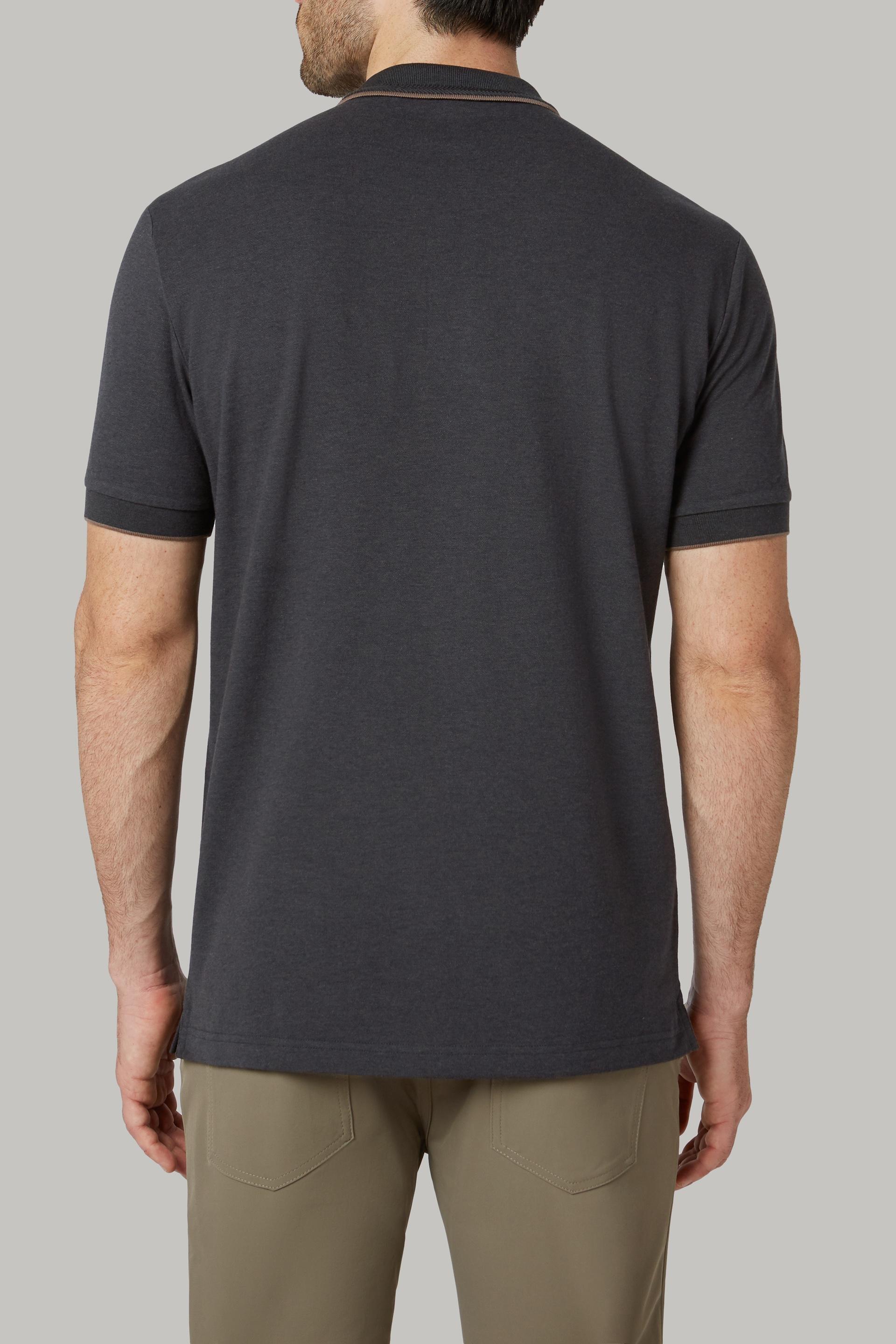 Charcoal Cotton And Tencel Pique Polo Shirt For Men - Regular, 3901_ANTR, large image number 5