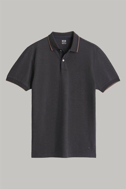 Charcoal Cotton And Tencel Pique Polo Shirt For Men - Regular, 3901_ANTR, large image number 6