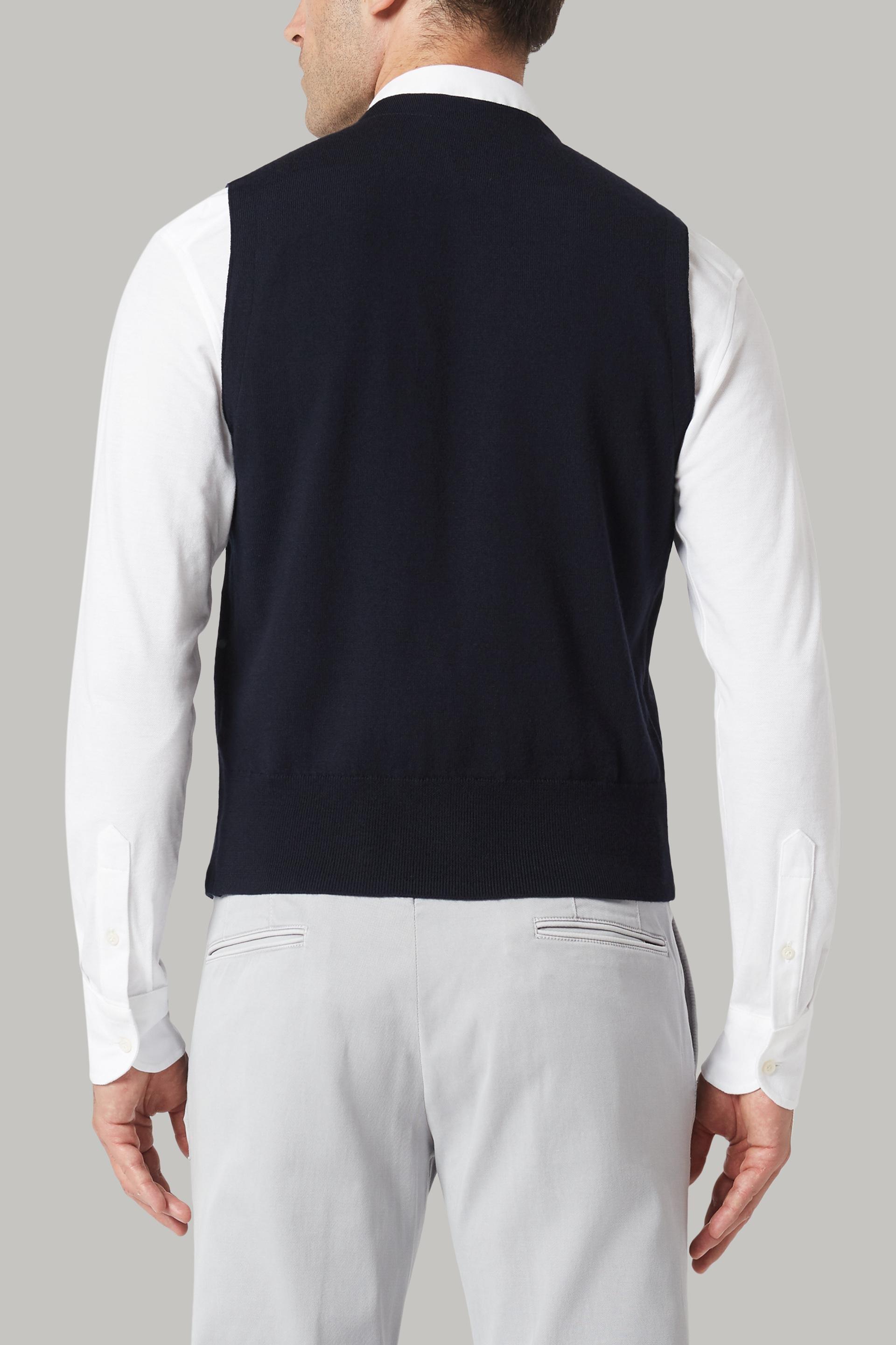 صدرية محبوكة من صو" ميرينو كحلي مزدوج الصدر للرجال - عادي, 3901_NAVY, large image number 4