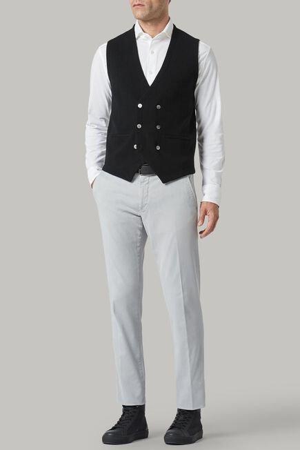Black Double-Breasted Merino Wool Knitted Waistcoat For Men - Regular, 3901_NERO, large image number 4