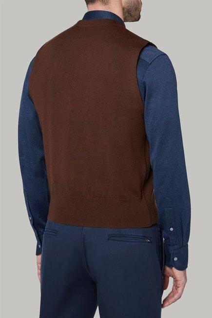 Double-Breasted Merino Wool Knitted Waistcoat Brown, Dark brown, large image number 4