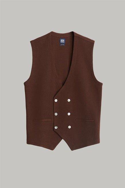 صدرية محبوكة من صو" ميرينو بني مزدوج الصدر للرجال - عادية, 3901_MORO, large image number 6