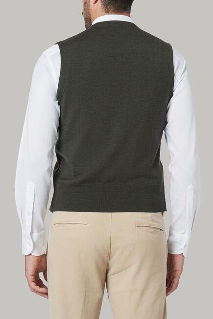 Military Green Double-Breasted Merino Wool Knitted Waistcoat For Men - Regular, 3901_MILI, large image number 4