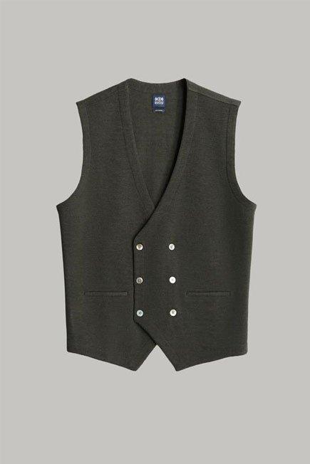 Military Green Double-Breasted Merino Wool Knitted Waistcoat For Men - Regular, 3901_MILI, large image number 6