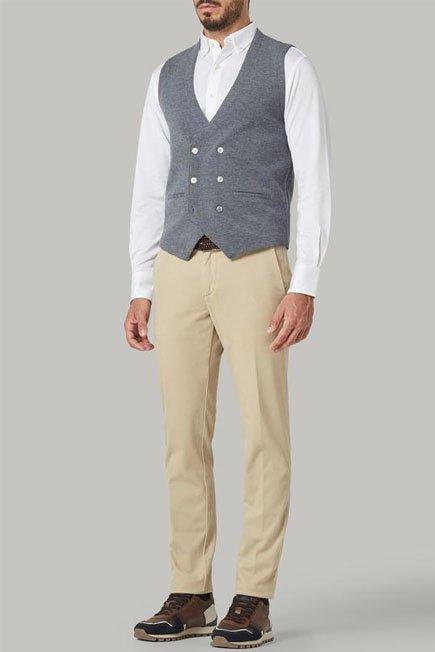 Grey Double-Breasted Merino Wool Knitted Waistcoat For Men - Regular, 3901_GRSC, large image number 3