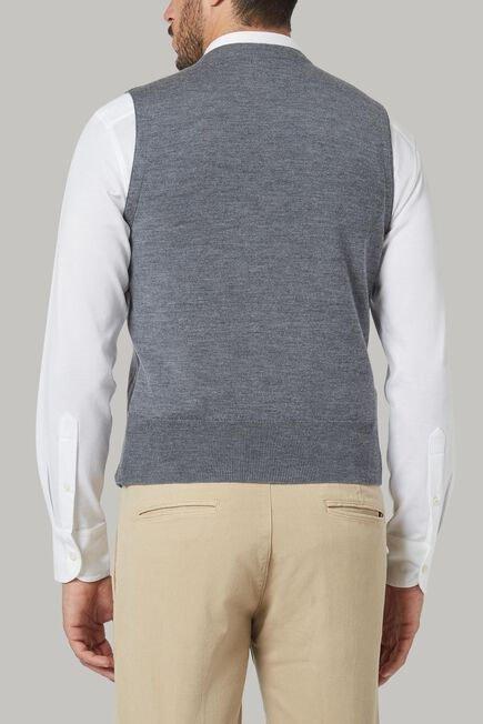 Grey Double-Breasted Merino Wool Knitted Waistcoat For Men - Regular, 3901_GRSC, large image number 6