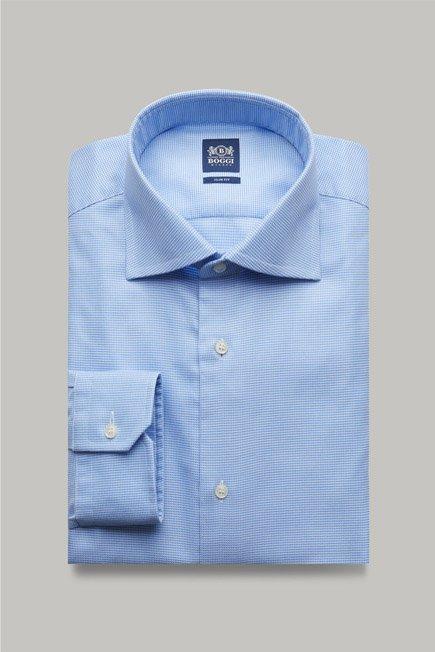 Light Blue Micro-Patttern Twill Shirt For Men - Slim, 3901_AZZ, large image number 0