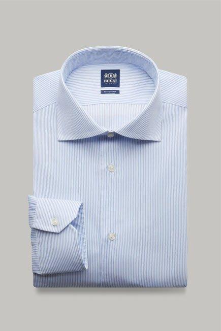 Blue Striped Twill Shirt, 3901_AZZ, large image number 0