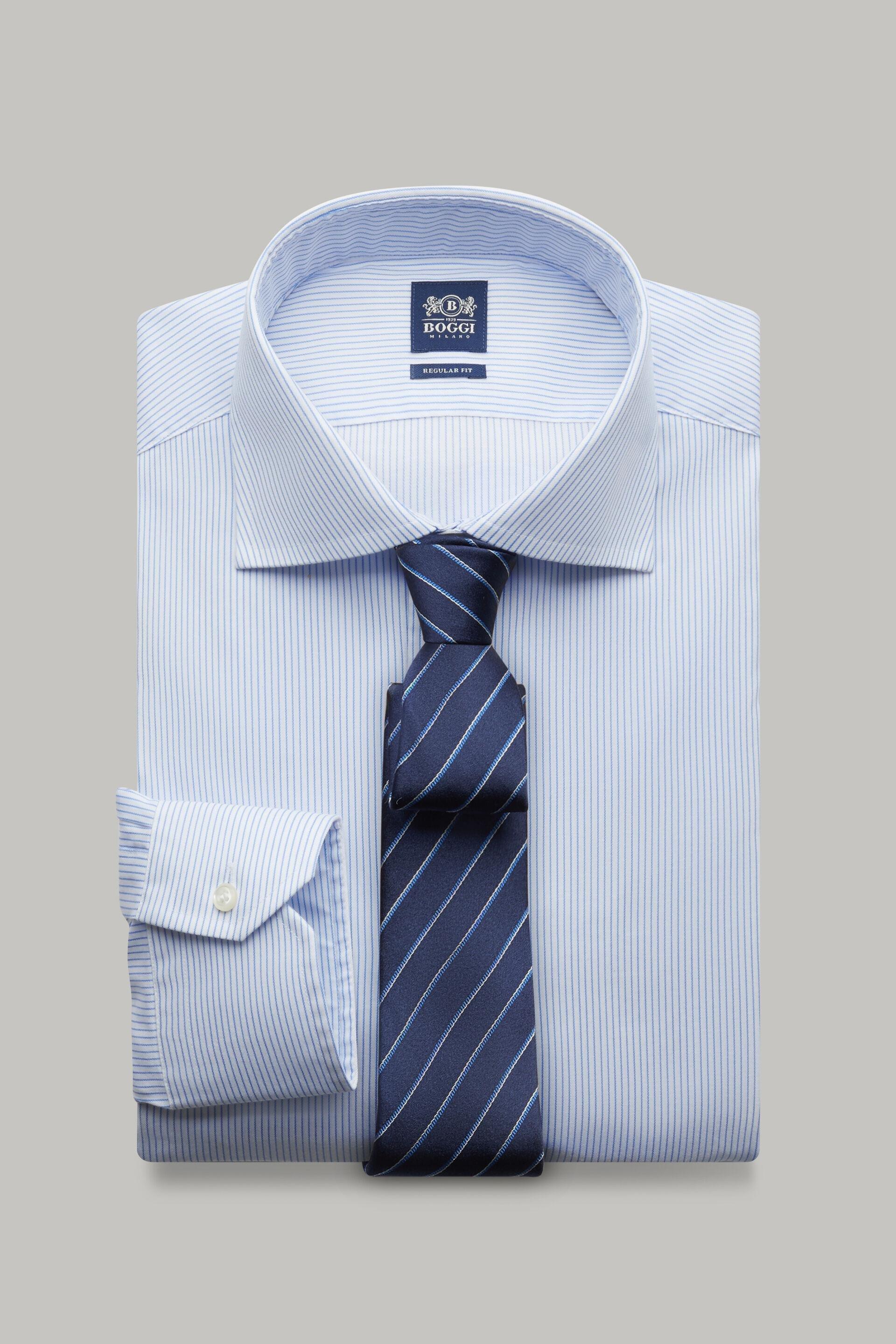 Blue Striped Twill Shirt, 3901_AZZ, large image number 1