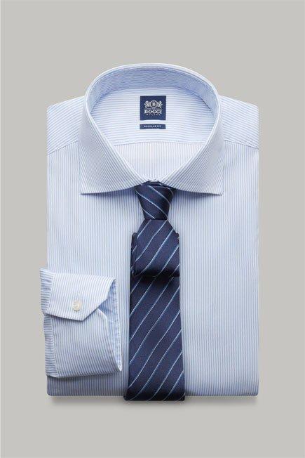 Blue Striped Twill Shirt, 3901_AZZ, large image number 2