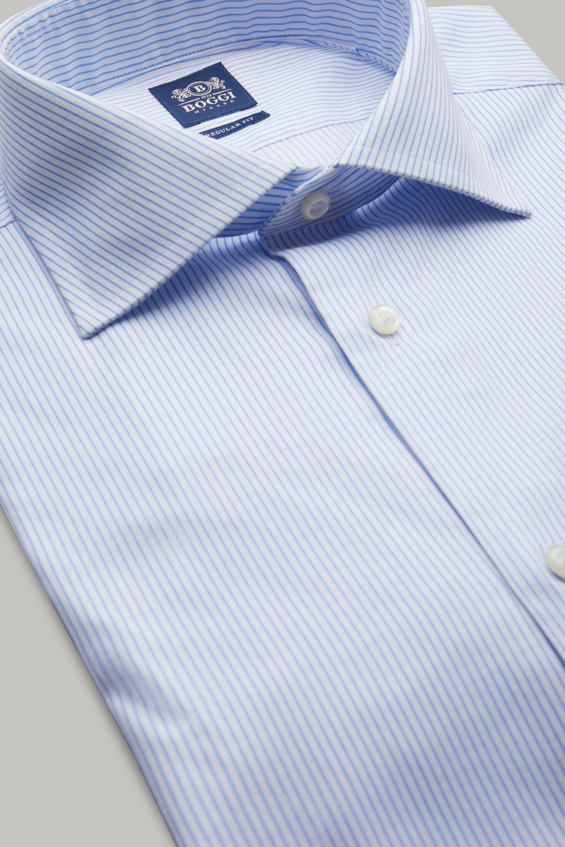Blue Striped Twill Shirt, 3901_AZZ, large image number 3