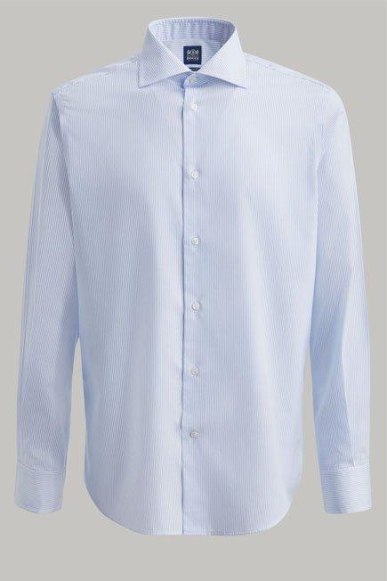 Blue Striped Twill Shirt, 3901_AZZ, large image number 4