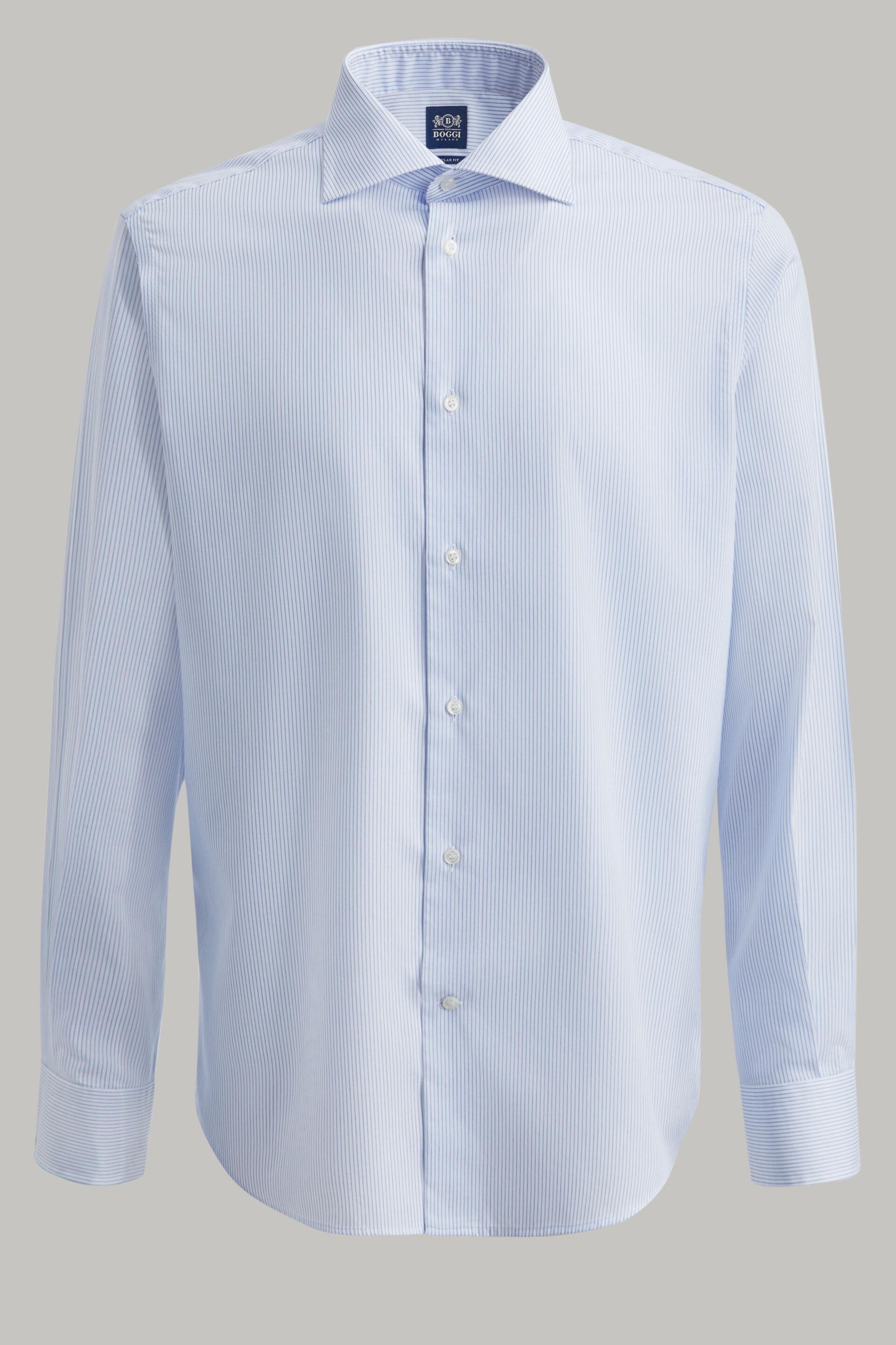 Blue Striped Twill Shirt, 3901_AZZ, large image number 5