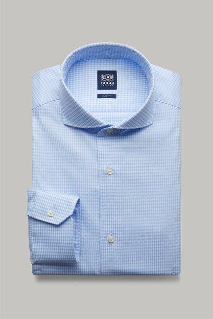 Blue Check Cotton Shirt, 3901_AZZ, large image number 0