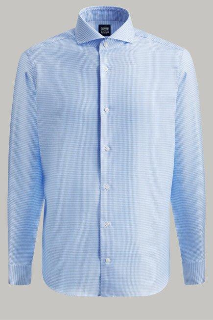 Blue Check Cotton Shirt, 3901_AZZ, large image number 4