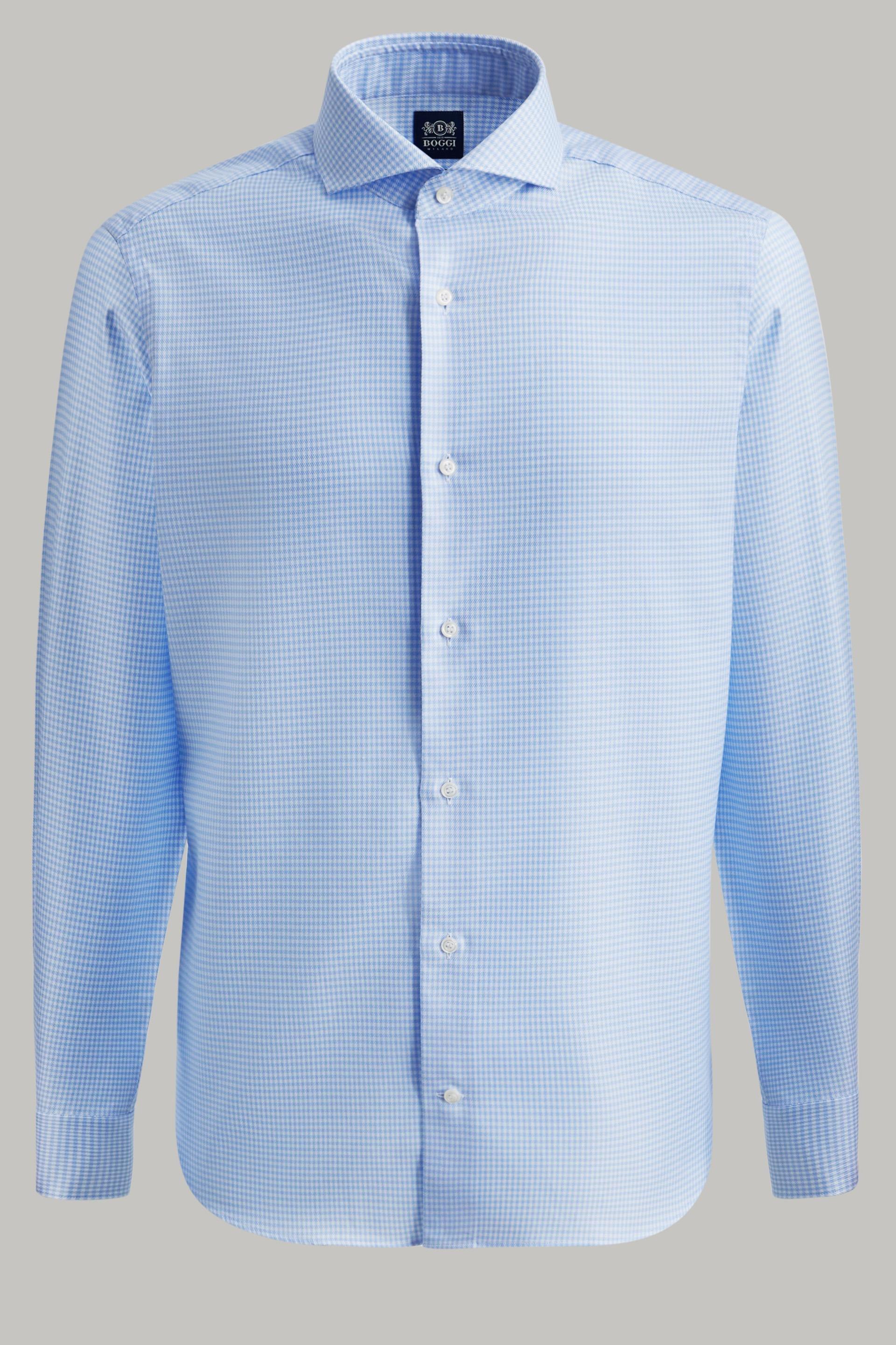 Blue Check Cotton Shirt, 3901_AZZ, large image number 5