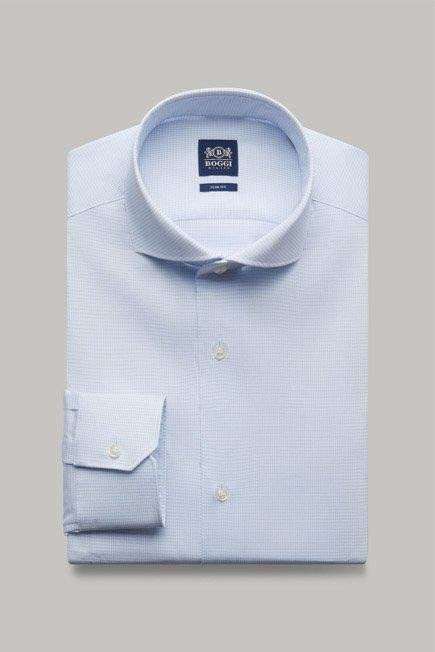 Light Blue Checked Dobby Shirt For Men - Slim, , large image number 0