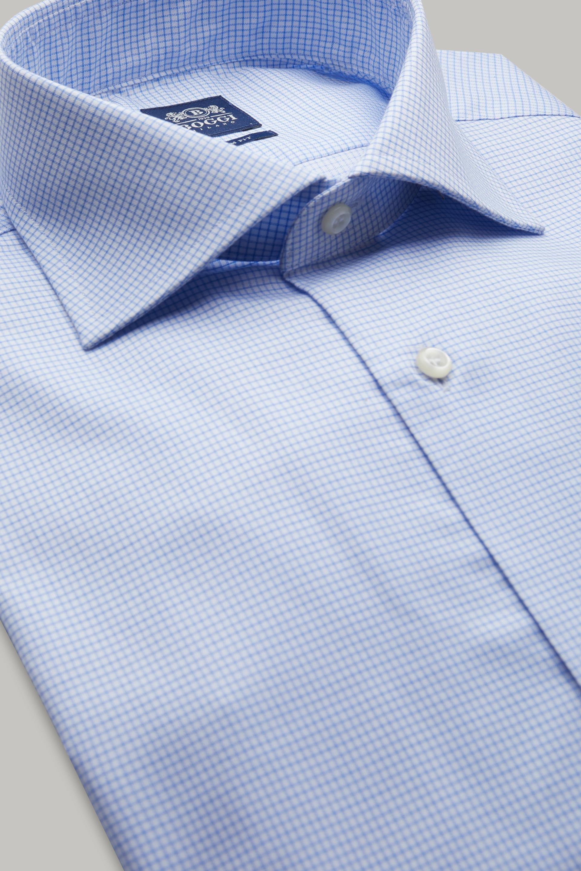 Light Blue Checked Twill Shirt For Men - Slim, 3901_AZZ, large image number 2