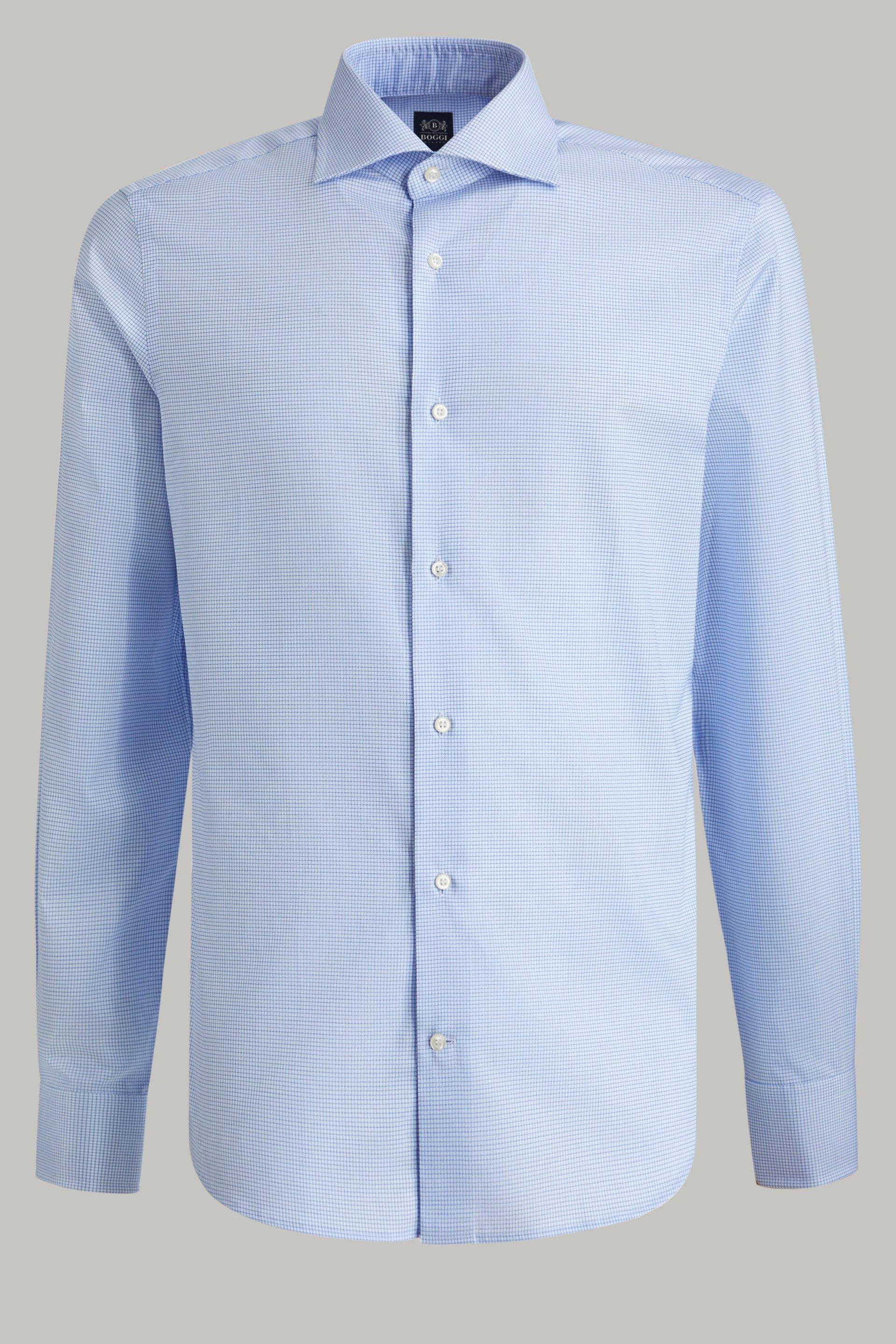 Light Blue Checked Twill Shirt For Men - Slim, 3901_AZZ, large image number 3