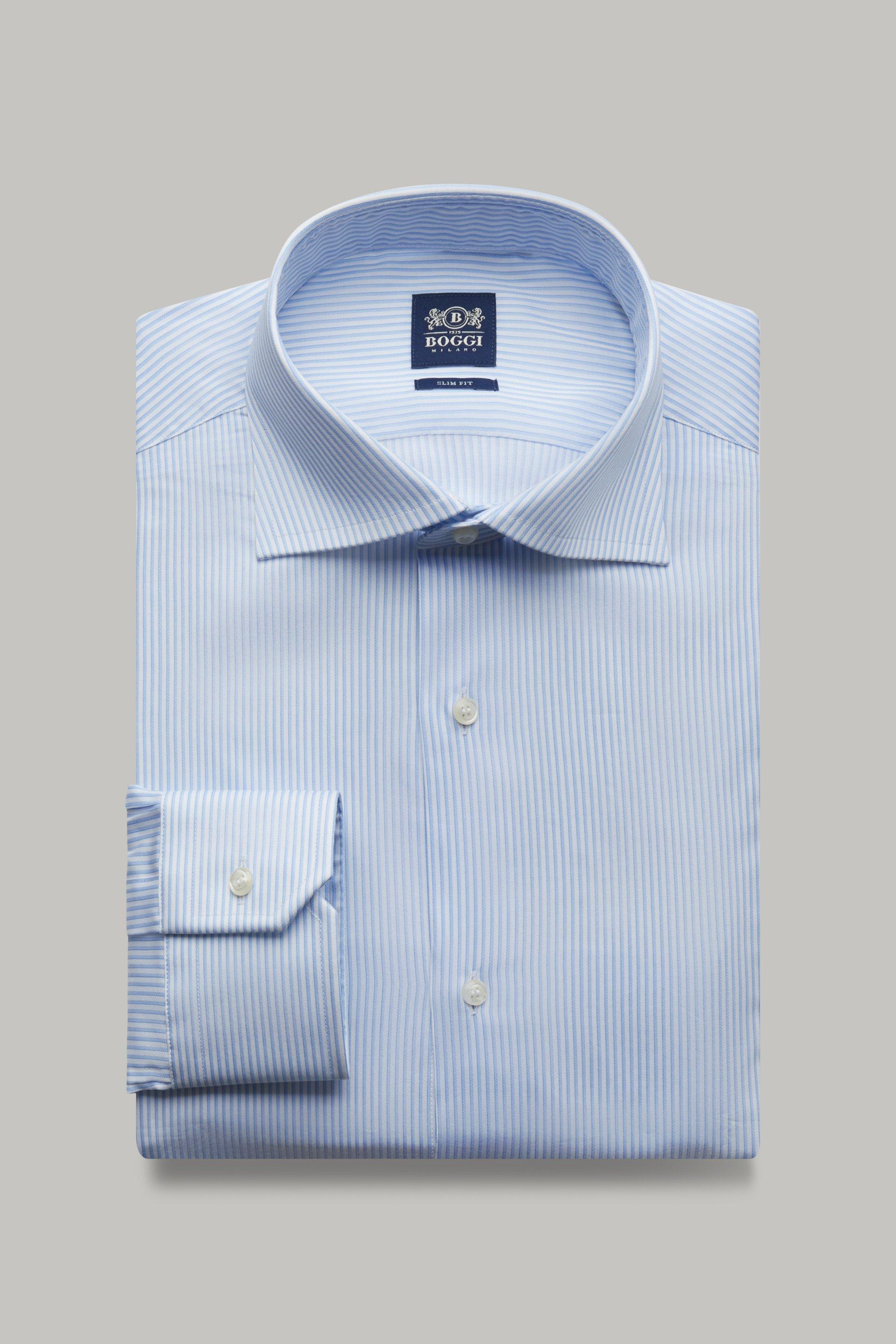 Blue Striped Twill Shirt, 3901_AZZ, large image number 0