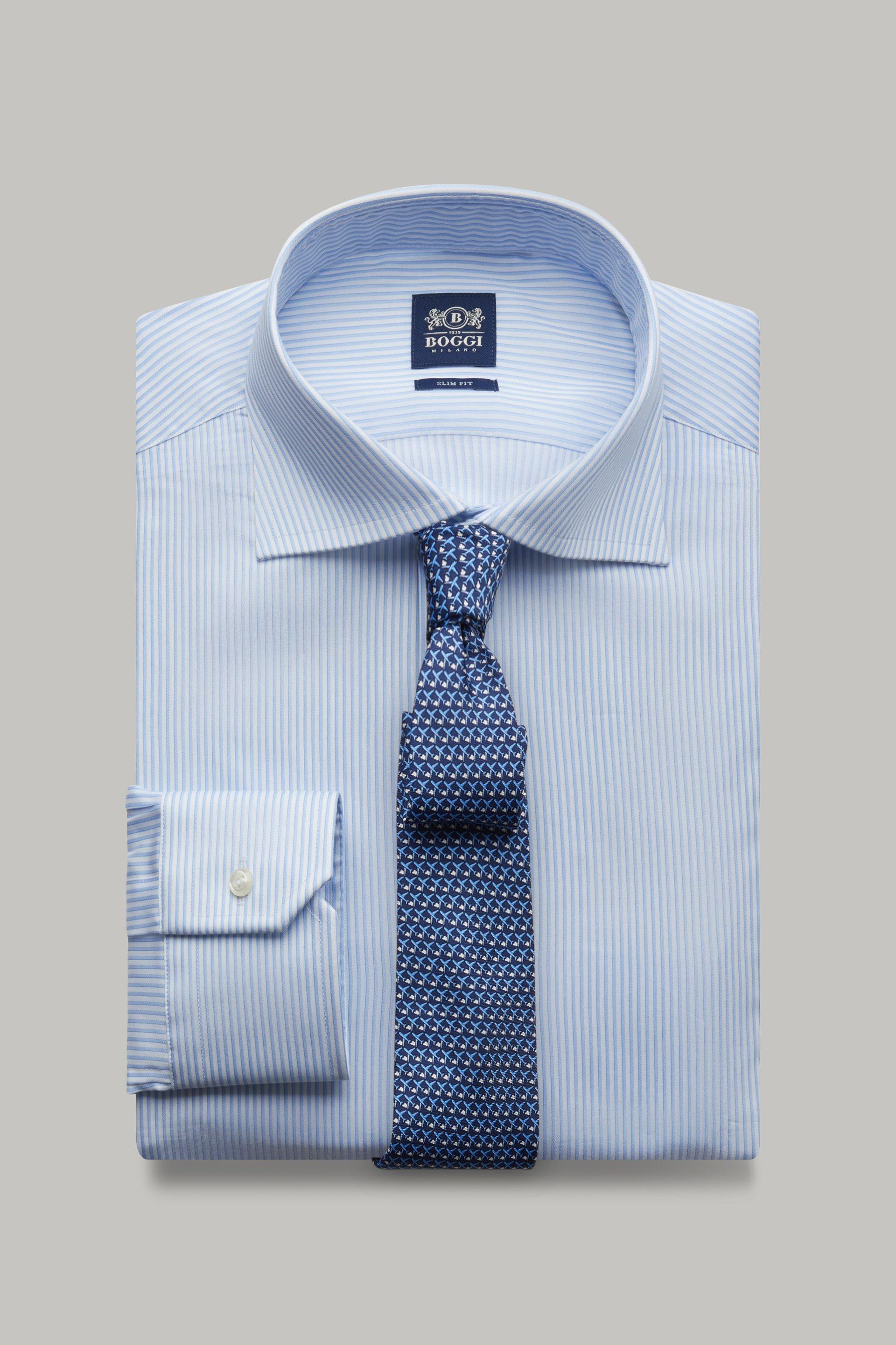 Blue Striped Twill Shirt, 3901_AZZ, large image number 1