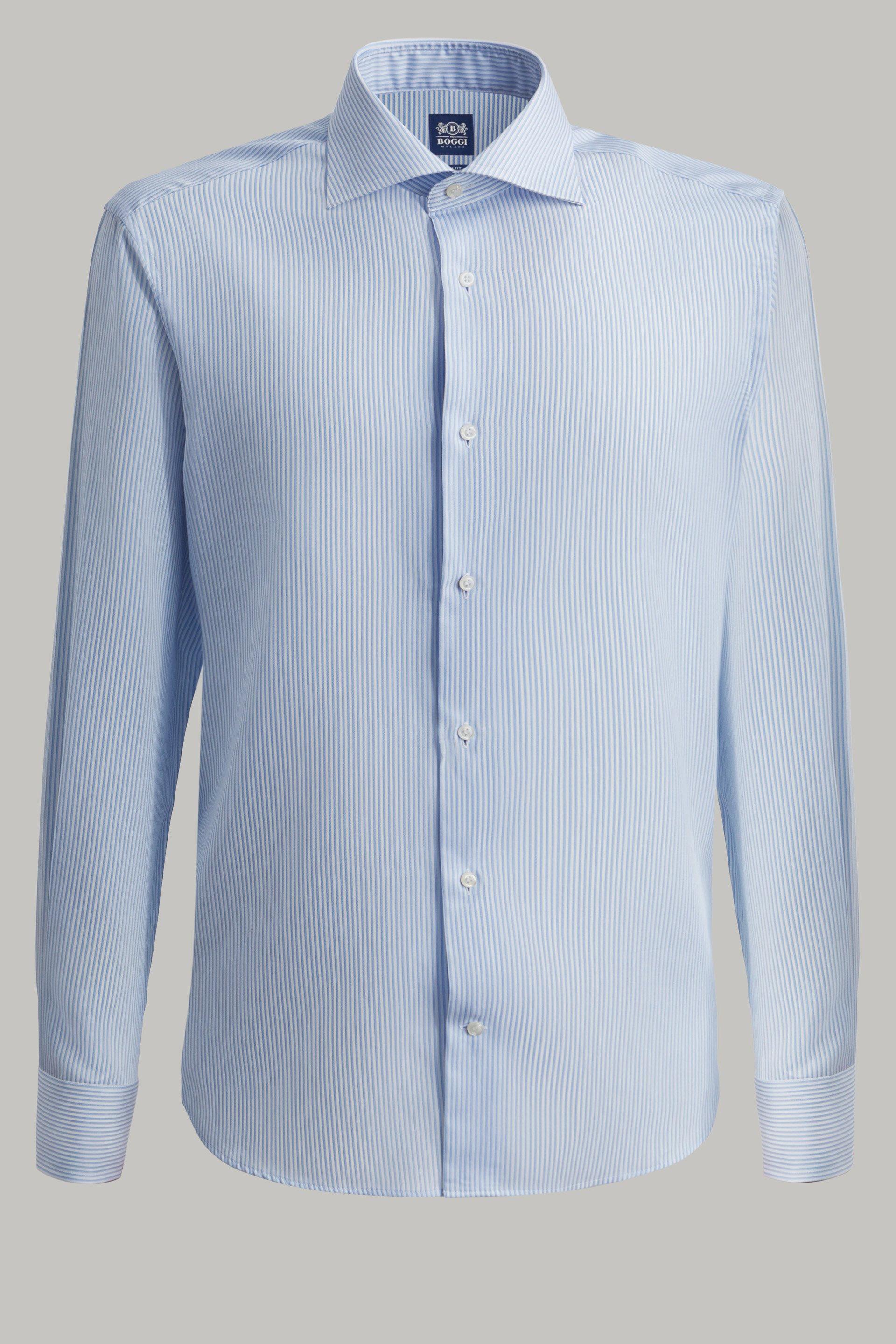 Blue Striped Twill Shirt, 3901_AZZ, large image number 3