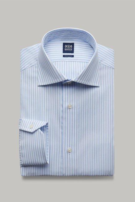 Blue Striped Dobby Shirt, 3901_AZZ, large image number 0