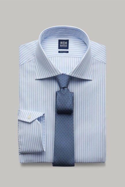 Blue Striped Dobby Shirt, 3901_AZZ, large image number 1