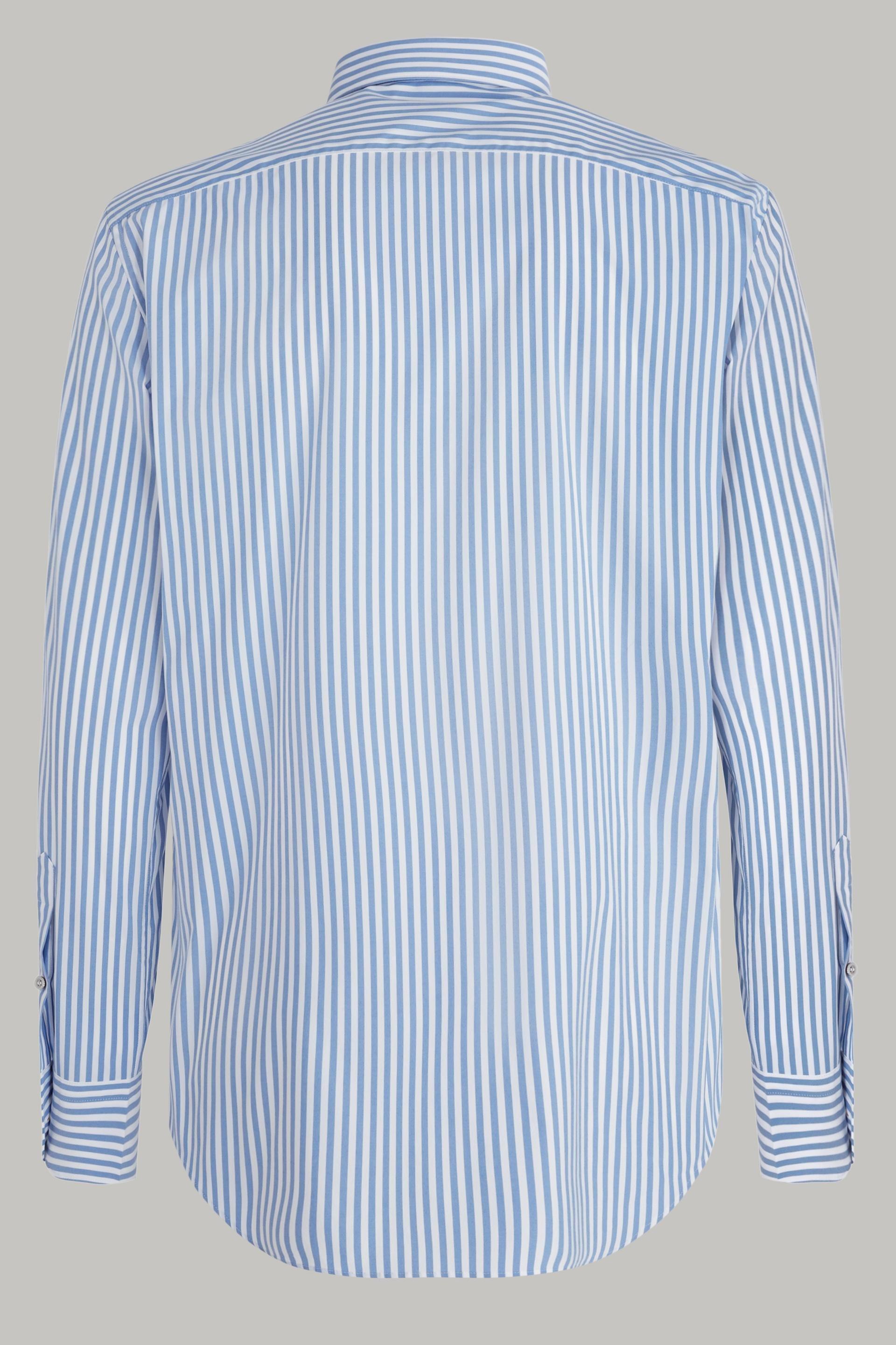 Light Blue Striped Stretch Nylon Shirt For Men - Regular, 3901_AZZ, large image number 5