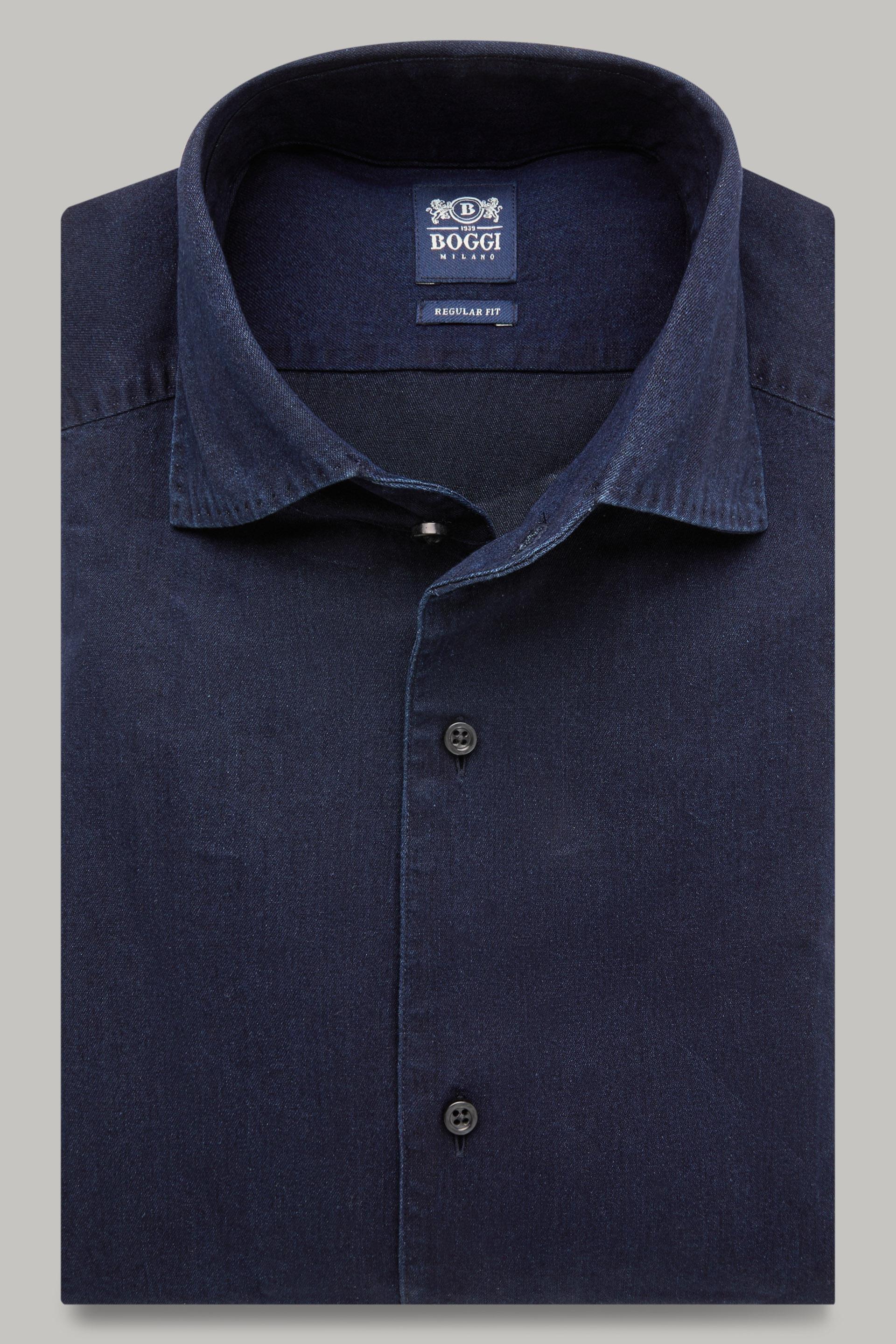 Dark Blue Denim Shirt For Men - Regular, , large image number 1
