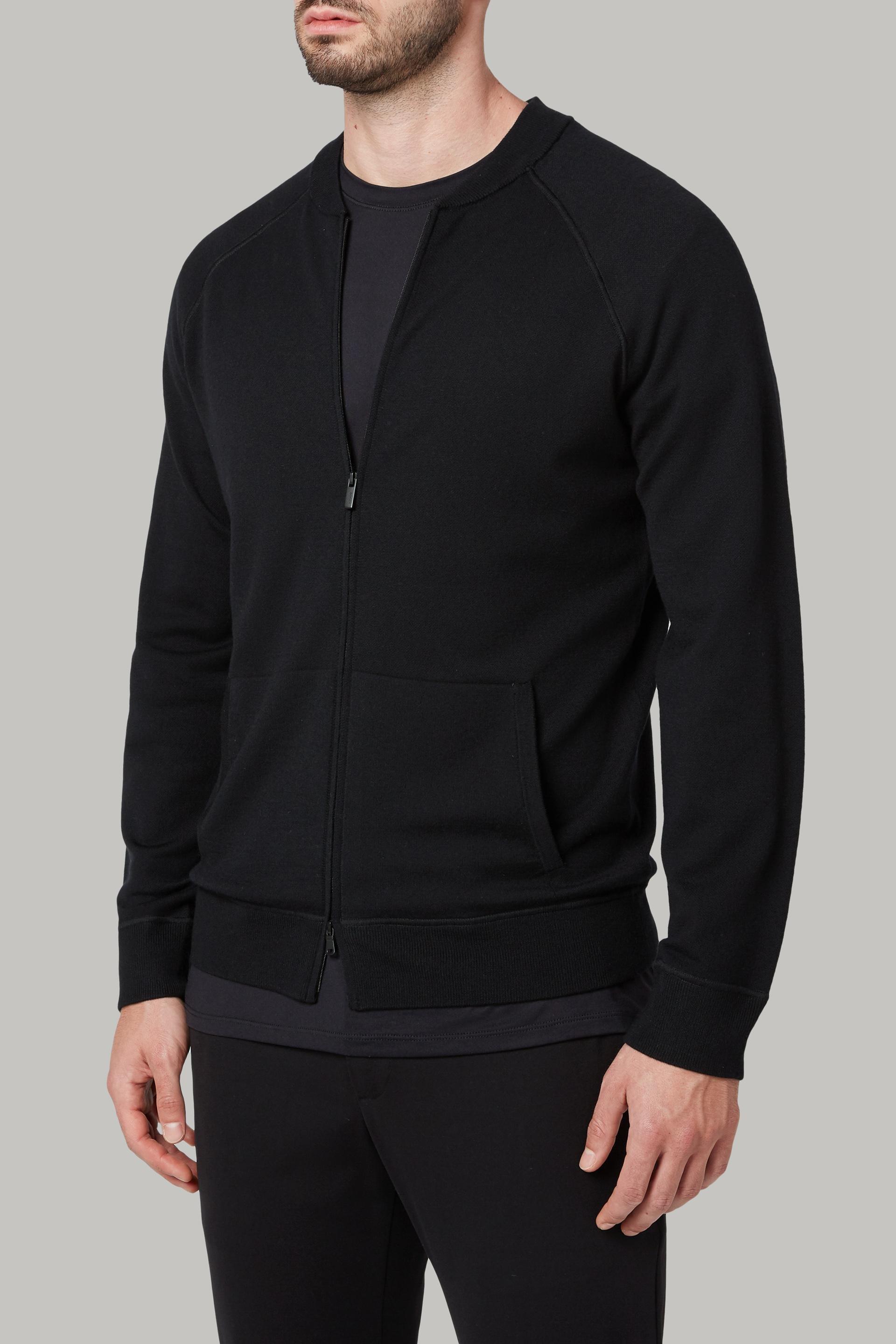 Merino Wool Knitted Bomber Jacket Black, , large image number 3