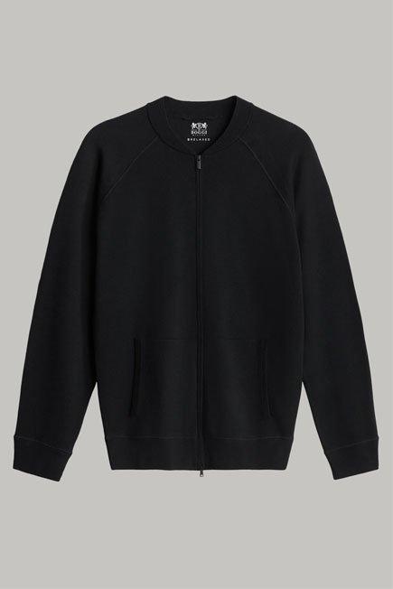 جاكيت بومبر محبوك من صو" ميرينو أسود للرجال - مريح, Black, large image number 6