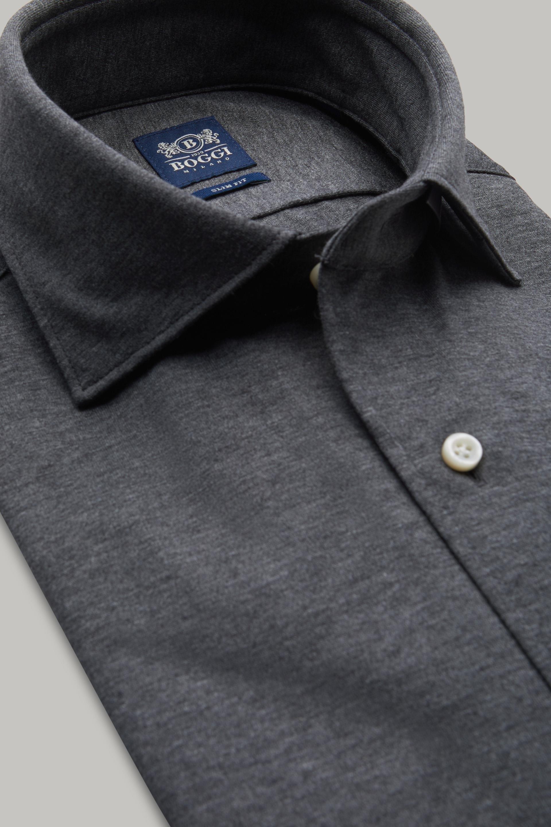 Grey Cotton Jersey Slim Polo Shirt, 3901_GRIG, large image number 3