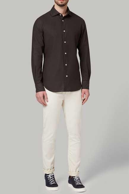 Grey REGULAR FIT CHARCOAL GREY COTTON SHIRT, Charcoal, medium