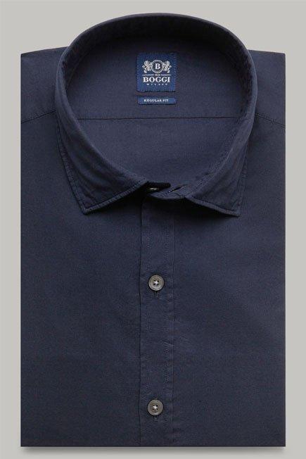 Navy Garment-Dyed Cotton Shirt, Navy blue, large image number 0